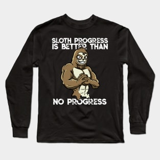 Workout Motivation Weightlifting Bodybuilder Sloth Gift Pun Long Sleeve T-Shirt